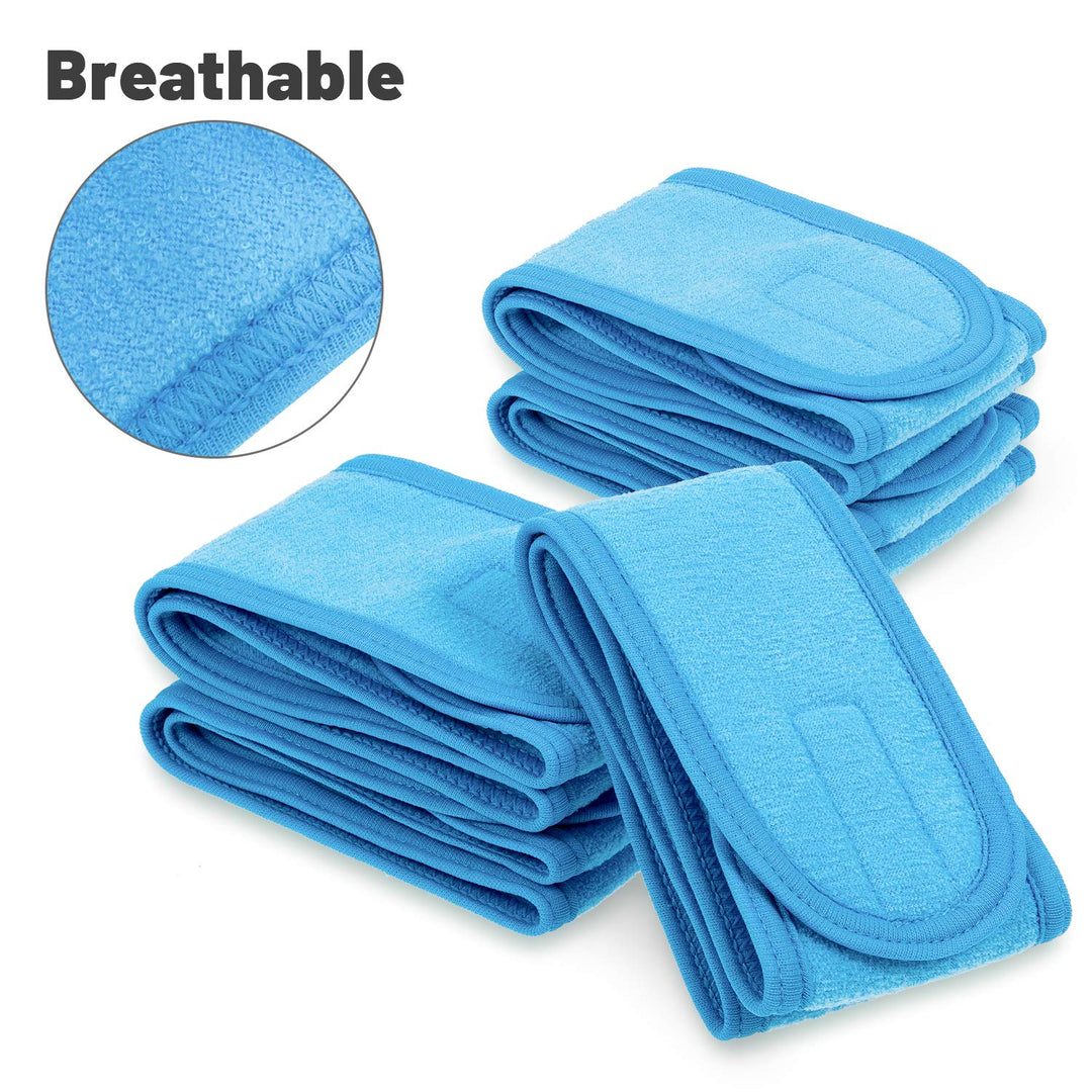 4 PCS Spa Headband, Make up Hair Band, Stretch Terry Cloth Headband for Sport Yoga Shower (Blue)