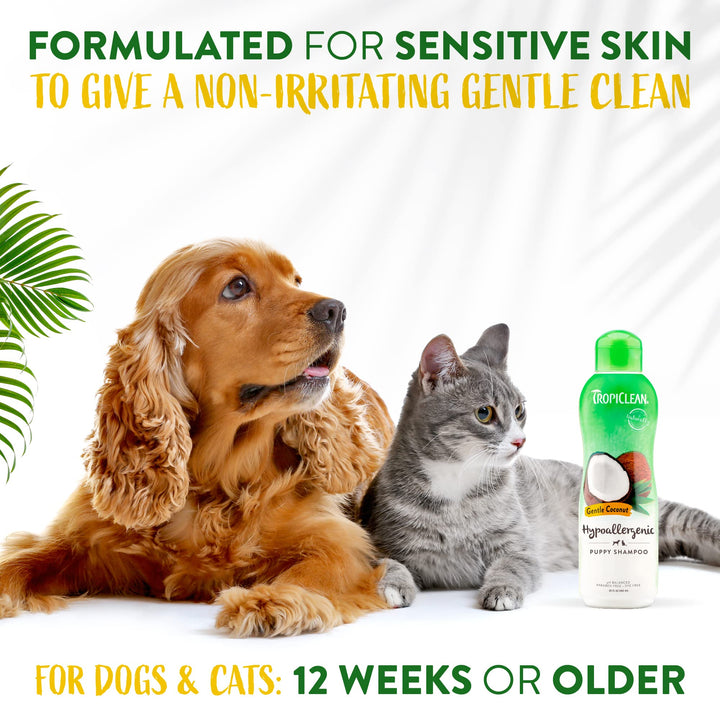 Gentle Puppy Shampoo, Dog Shampoo for Allergies & Sensitive Skin, Made in USA, Gentle Coconut Scent, Safe for Cats & Kittens, 20oz