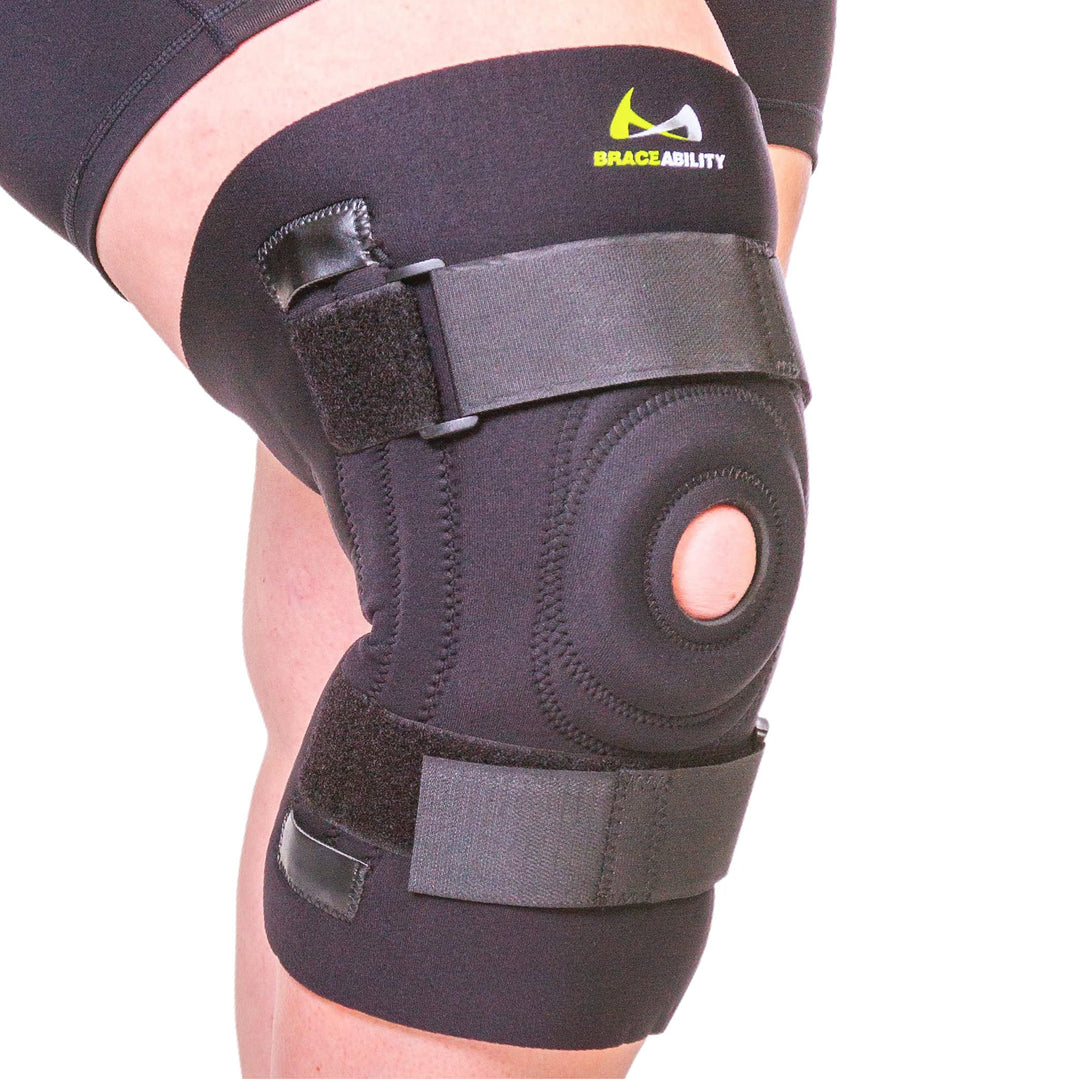 BraceAbility Bariatric Knee Brace for Large Legs - Plus Size Knee Brace with Side Stabilizers for Big Men or Women, Arthritis, Patellar Tendonitis, Obese Chondromalacia Pain, Instability (4XL)