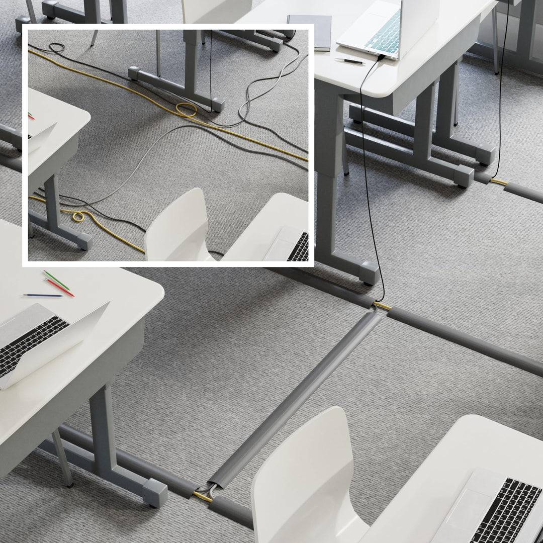 6ft Floor Cord Cover, Cable Protector, Hide Extension Cords, Protect Cords, Prevent Cable Trips, Heavy Duty Cord Hider - Cable Cavity = 0.63 (W) x 0.31 (H) - Gray