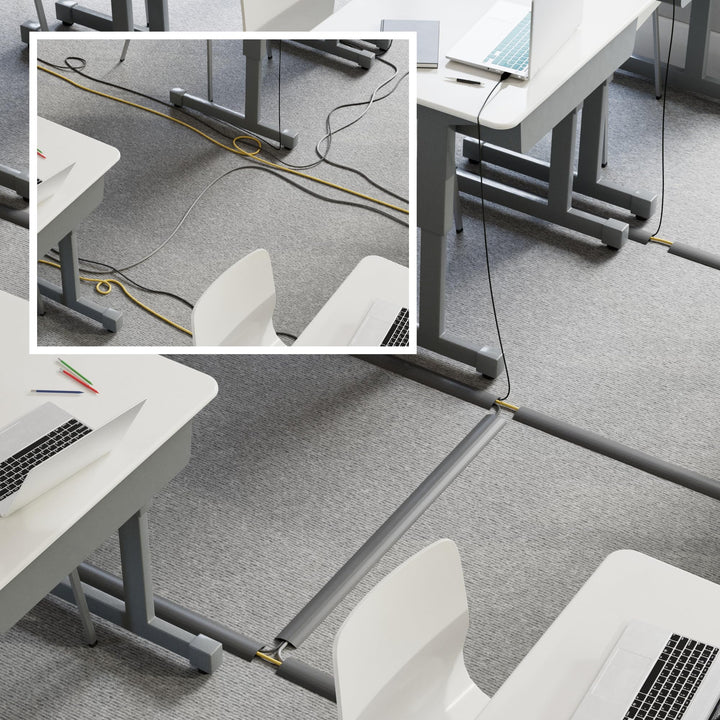 6ft Floor Cord Cover, Cable Protector, Hide Extension Cords, Protect Cords, Prevent Cable Trips, Heavy Duty Cord Hider - Cable Cavity = 0.63 (W) x 0.31 (H) - Gray