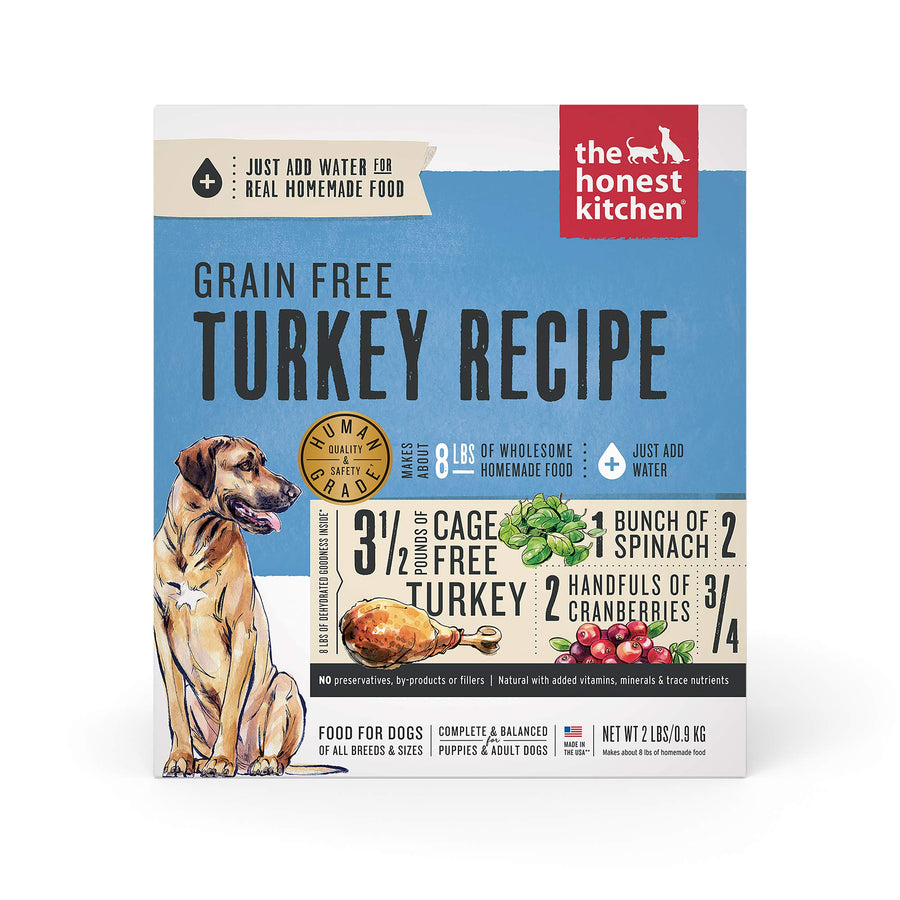 Human Grade Dehydrated Grain Free Dog Food – Complete Meal or Dog Food Topper – Turkey 2 lb (makes 8 lbs)