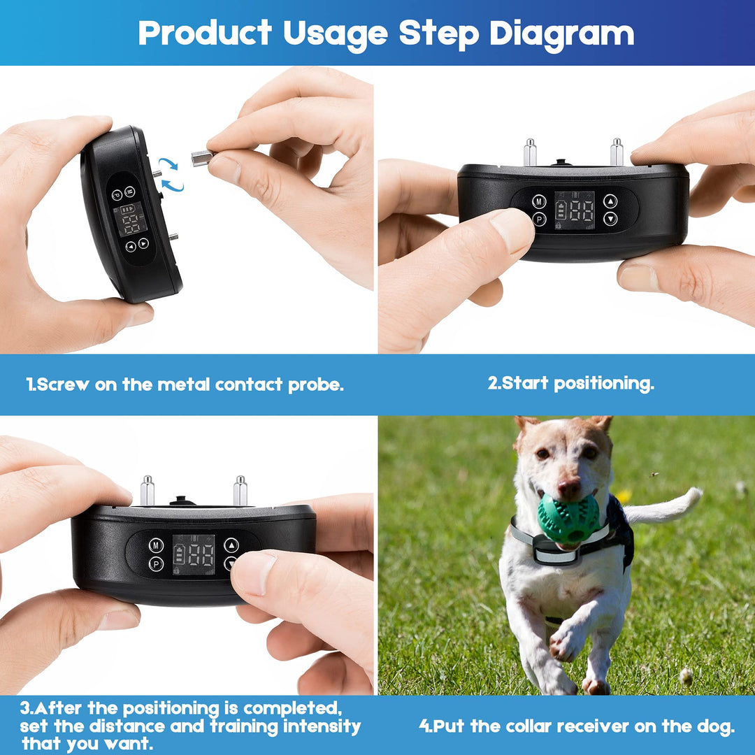 GPS Wireless Dog Fence, Electric Dog Fence with GPS, Range 100-3300 ft, Adjustable Warning Strength, Rechargeable, Pet Containment System, Harmless and Suitable for All Dogs