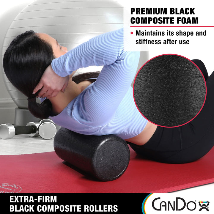 30-2281 Foam Roller, Extra Firm and Round, 6 x 12, Black-Composite