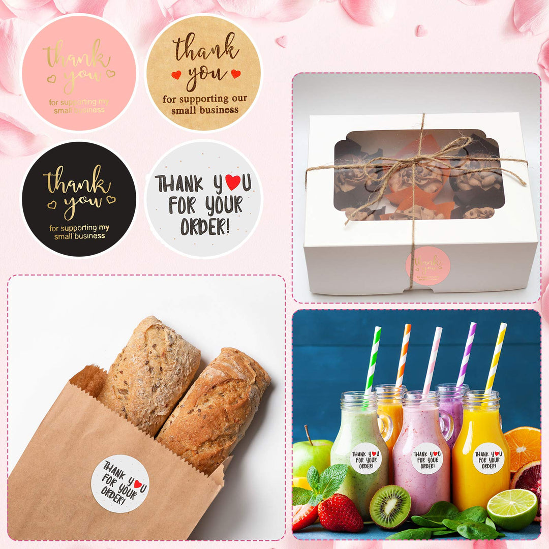 4 Rolls 2000 Pieces 1 Inch Thank You Round Stickers Thank You Label Stickers Thank You for Supporting My Small Business Stickers Thank You for Envelope Greeting Cards Packing Supplies