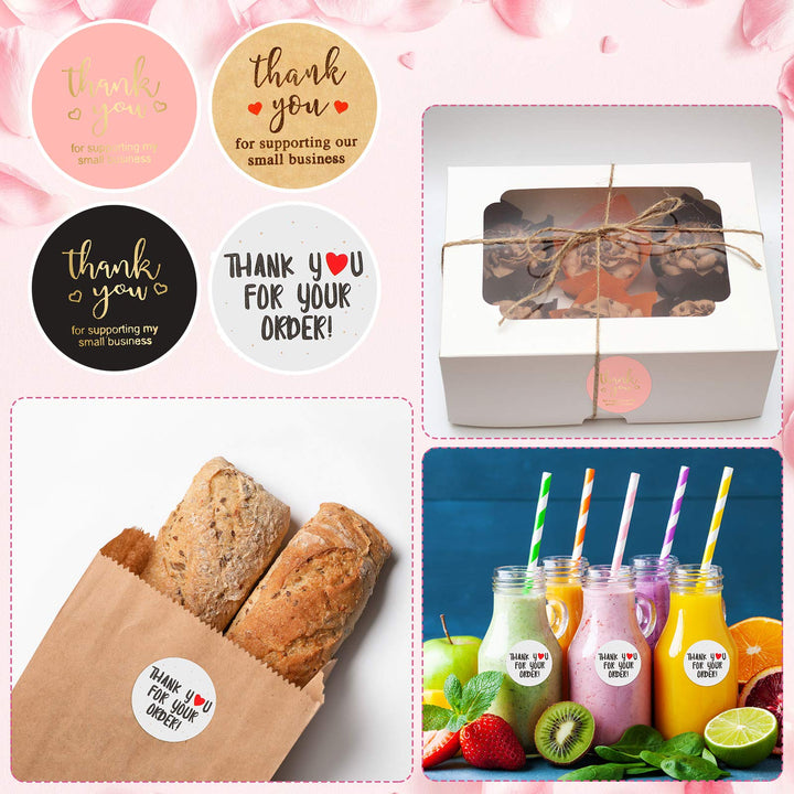 4 Rolls 2000 Pieces 1 Inch Thank You Round Stickers Thank You Label Stickers Thank You for Supporting My Small Business Stickers Thank You for Envelope Greeting Cards Packing Supplies