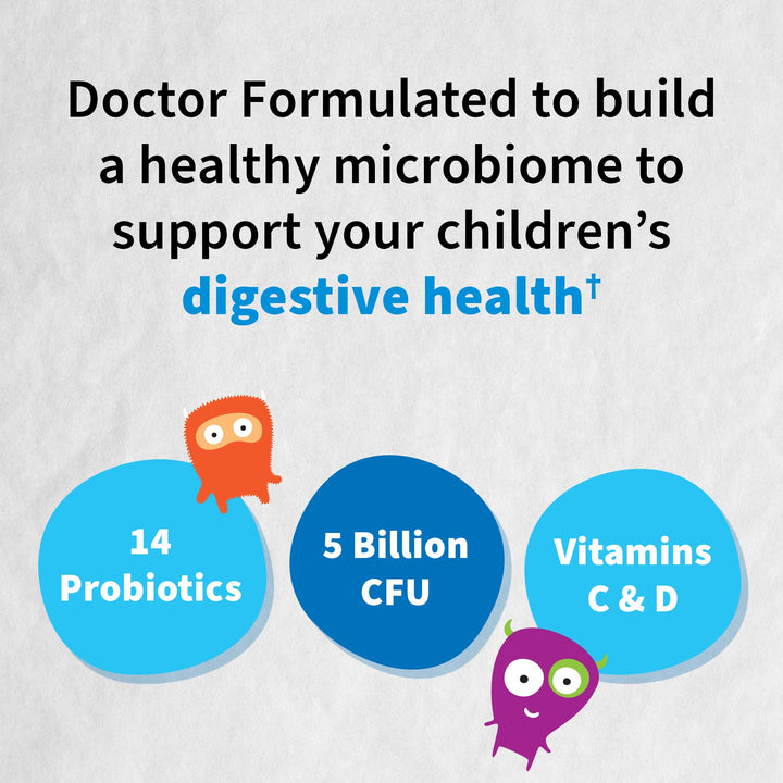 Dr. Formulated Probiotics Organic Kids+ Plus Vitamin C & D - Watermelon - Gluten, Dairy & Soy Free Immune & Digestive Health Supplement, No Added Sugar, 30 Chewables (Shelf Stable)