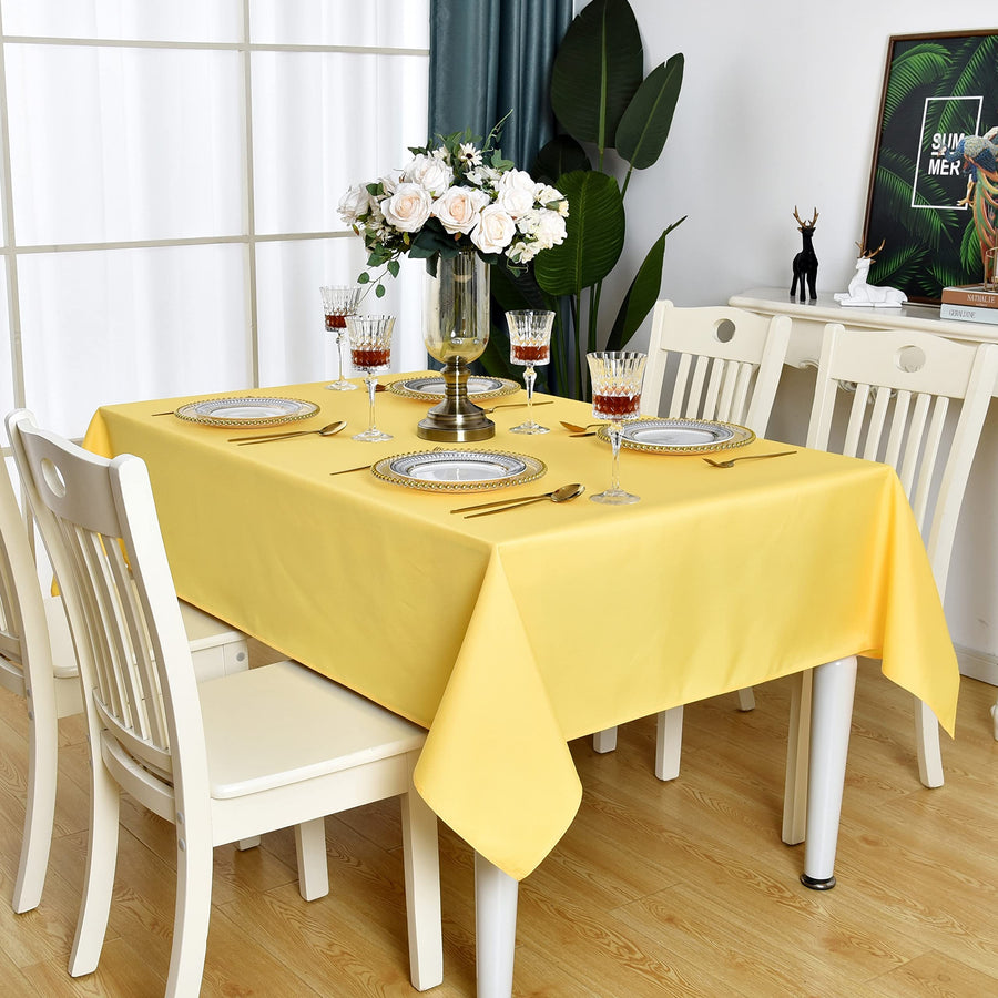 Yellow Rectangle Tablecloth Waterproof Stain Resistant Wrinkle Free Table Cloth 210GSM Polyester Wipeable Table Cover for Party, Banquet, Indoor and Outdoor - Rectangular/Oblong, 60 x 120 inch
