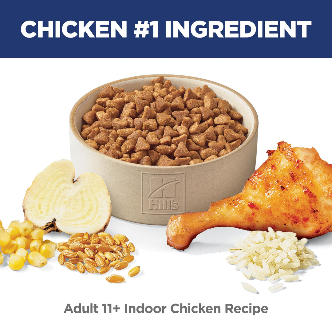 Hill's Science Diet Indoor, Senior Adult 11+, Easy Litter Box Cleanup, Dry Cat Food, Chicken Recipe, 7 lb Bag