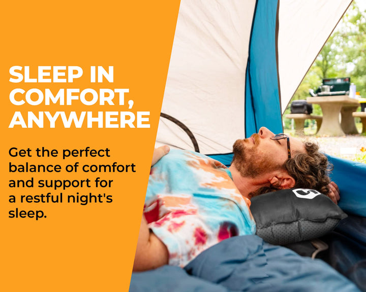 Camping Pillow for Sleeping – Compressible Foam Camp Pillow for Backpacking, Inflatable Compact Travel Pillow, Portable Hammock Pillow