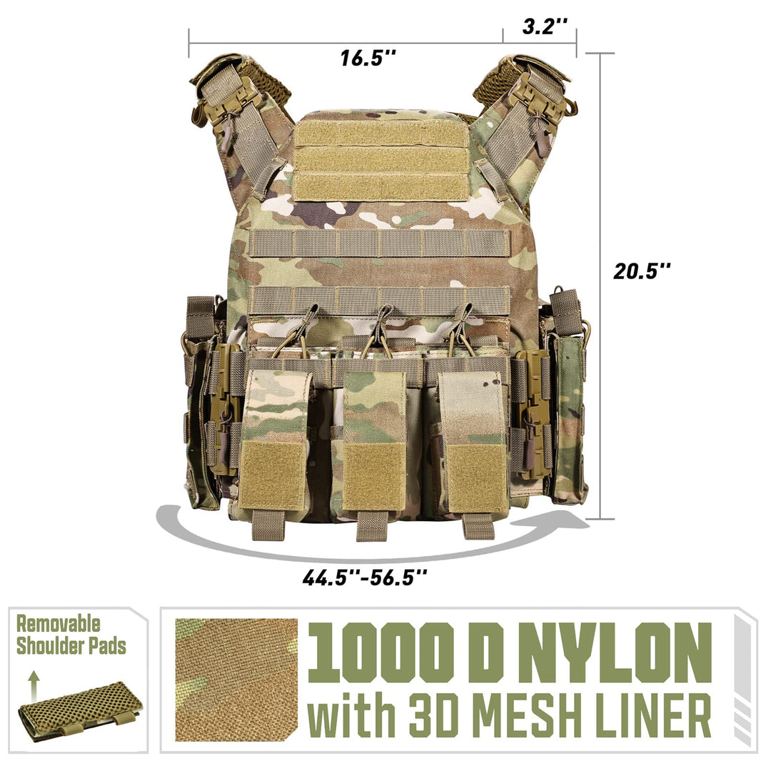 Tactical Vest Quick Release Lightweight Vest Adjustable Breathable Weighted Vest for Training, Camouflage, Mens