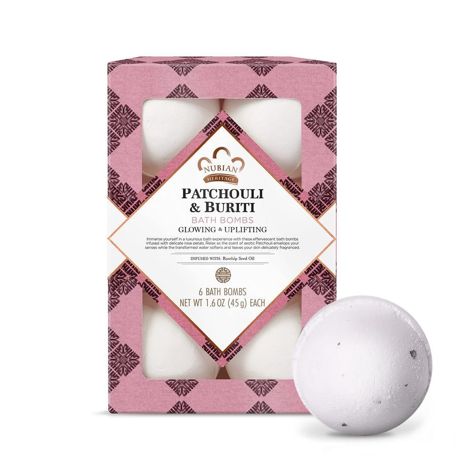 - Bath Bombs Patchouli & Buriti With Rose Hips 6 Count 179580