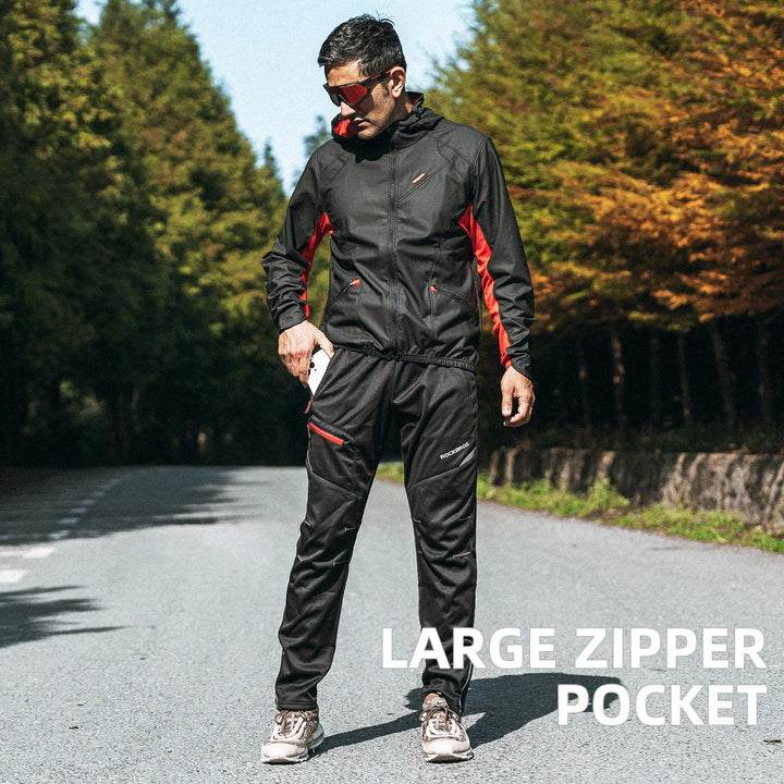Cycling Pants for Men Windproof Thermal Fleece Winter Athletic Bike Pants Cold Weather for Running Hiking Black