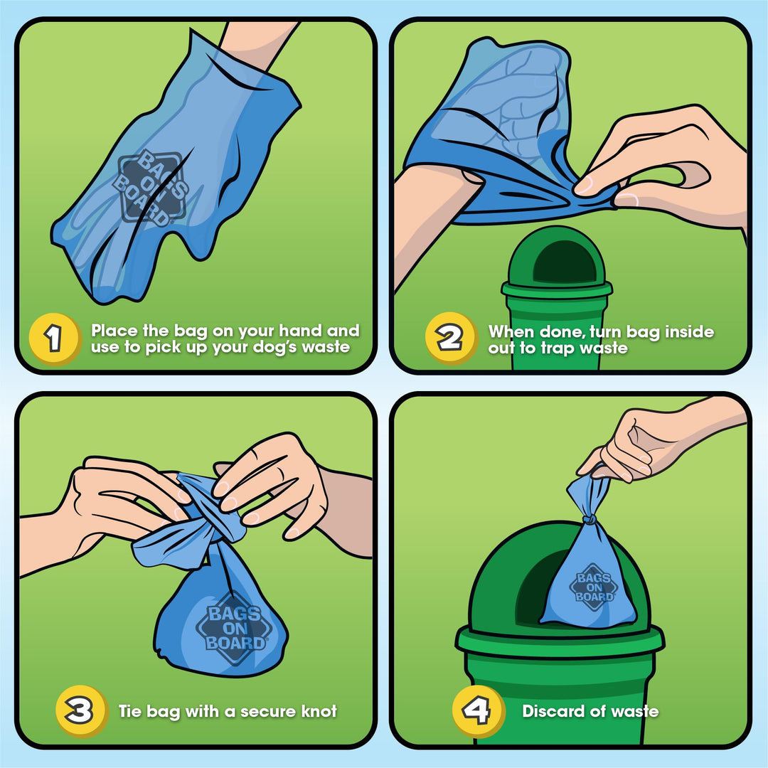 Bags On Board Dog Poop Bags | Strong, Leak Proof Dog Waste Bags | 9 x14 Inches, 315 Blue Bags
