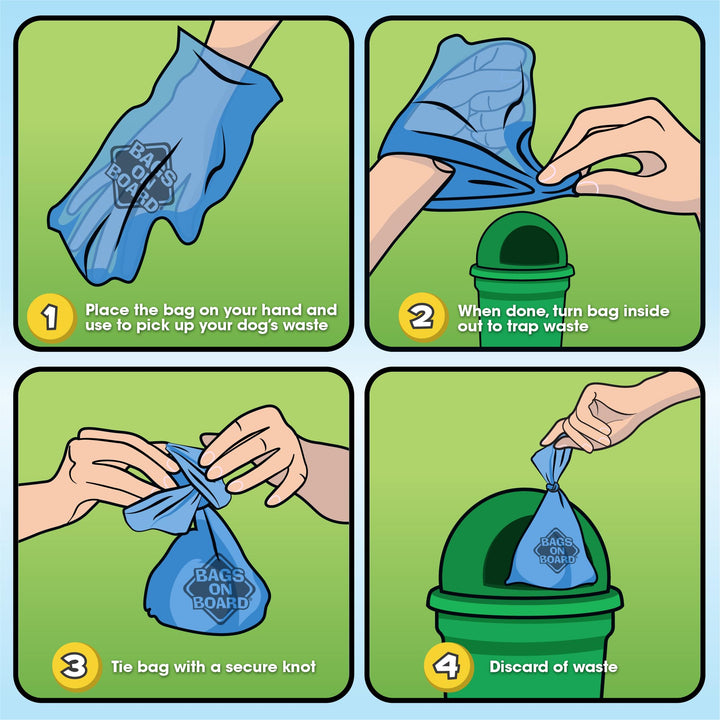 Bags On Board Dog Poop Bags | Strong, Leak Proof Dog Waste Bags | 9 x14 Inches, 315 Blue Bags