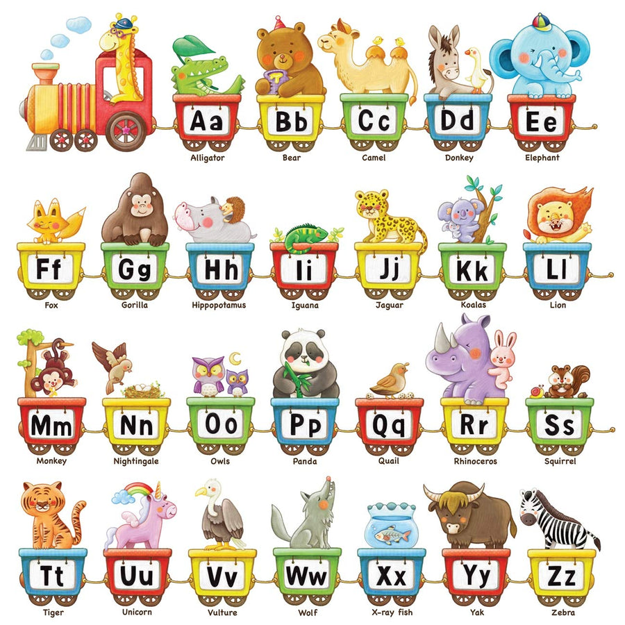BA-2006 Animal Alphabet Train Kids Wall Stickers ABC Decals Peel and Stick Removable Wall Stickers for Kids Nursery Bedroom Living Room dcor Jungle Education