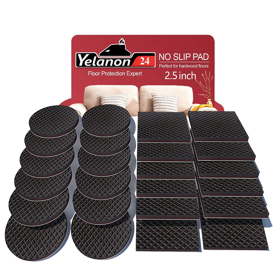 Non Slip Furniture Pads -24 pcs 2.5 Furniture Grippers, Non Skid for Furniture Legs,Self Adhesive Rubber Furniture Feet, Anti Slide Furniture Hardwood Floor Protector for Keep Couch Stoppers