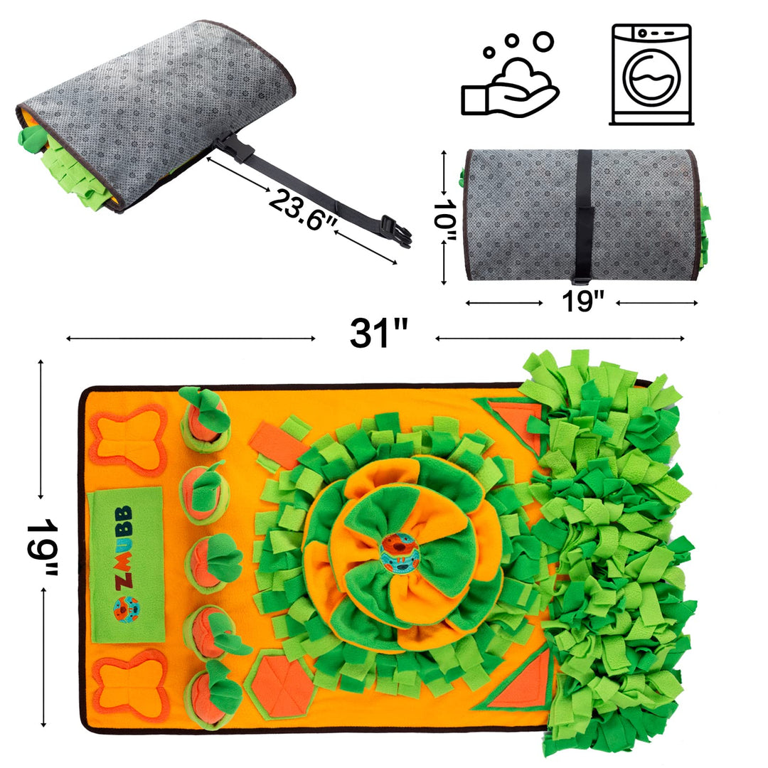 Pet Snuffle Mat for Dogs Sniff Mat Nosework Feeding Mat Slow Feeder Interactive Dog Puzzle Toys for Training and Stress Relief Encourages Natural Foraging Skills (31''x19'')