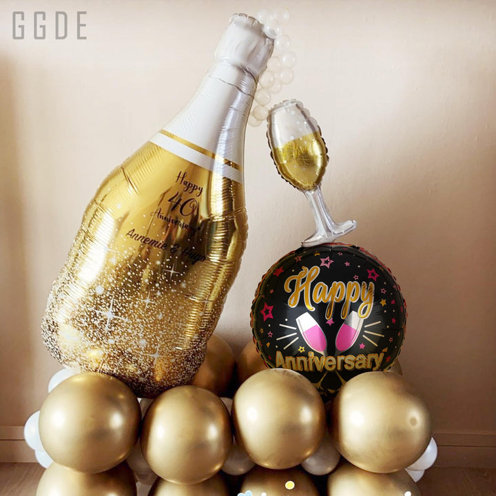 6 Pcs Anniversary Mylar Balloons Round Foil Helium Balloon Happy Birthday Party Decorations Supplies 18 Inch