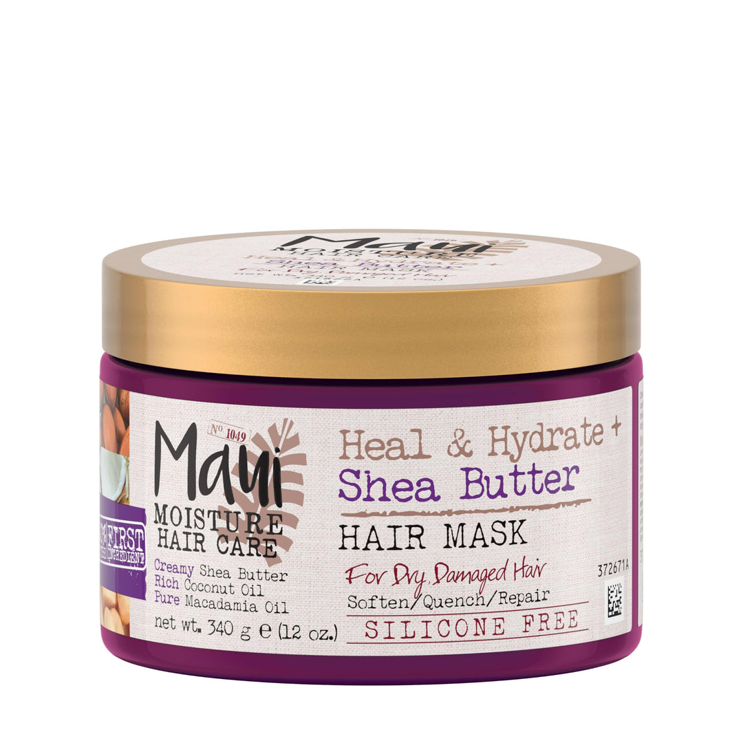 Heal & Hydrate + Shea Butter Hair Mask & Leave-In Conditioner Treatment to Deeply Nourish Curls & Help Repair Split Ends, Vegan, Silicone, Paraben & Sulfate-Free, 12 Ounce