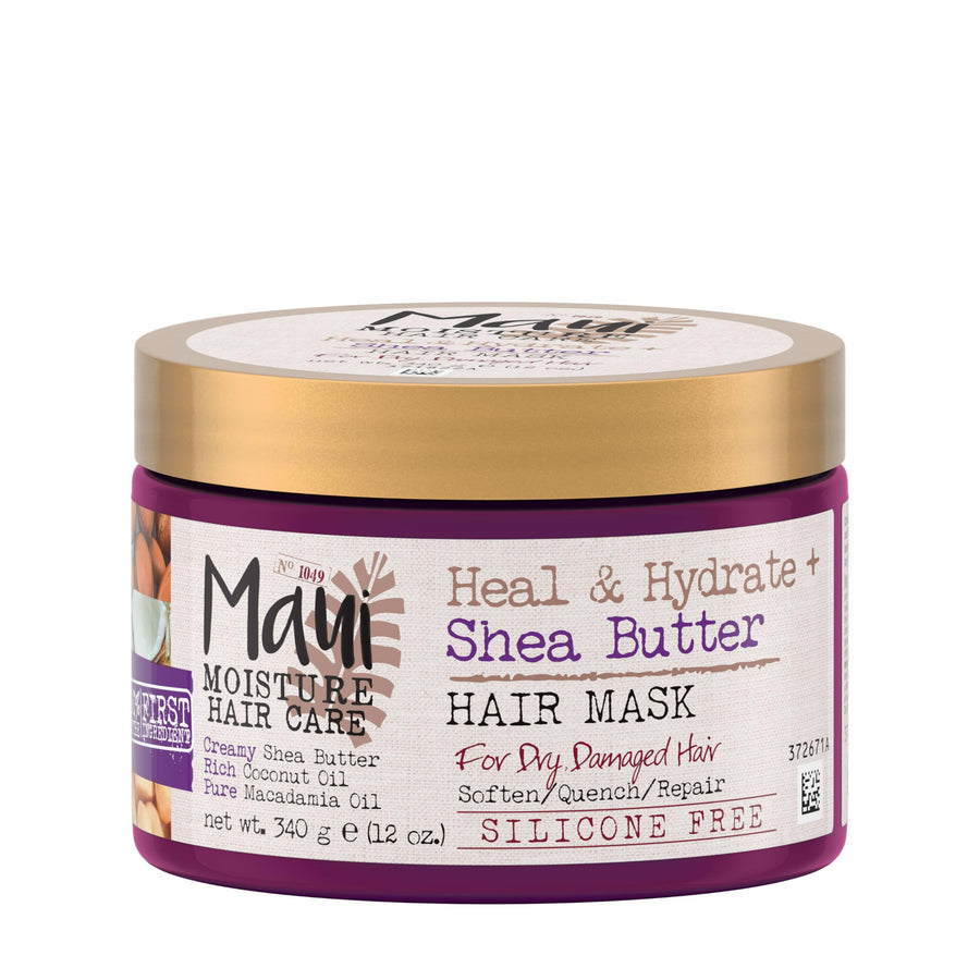 Heal & Hydrate + Shea Butter Hair Mask & Leave-In Conditioner Treatment to Deeply Nourish Curls & Help Repair Split Ends, Vegan, Silicone, Paraben & Sulfate-Free, 12 Ounce
