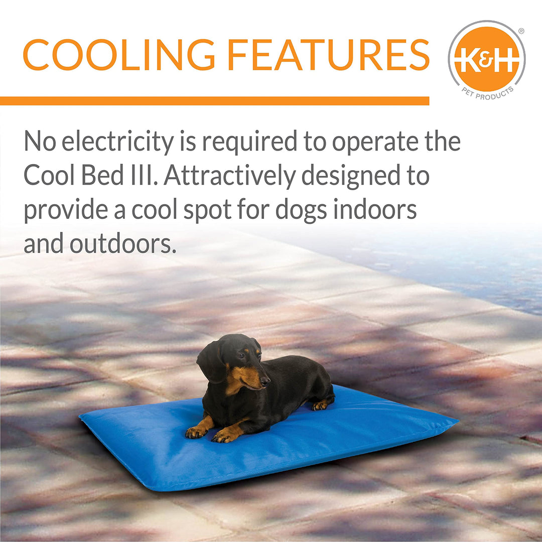 K&H Pet Products Cool Bed III Dog Cooling Mat, Indoor Outdoor Cooling Beds for Small Dogs, Chilling Pet Pad for in Home, Outdoor Houses, Crates, Yards, Porches - Small 24 X 17in Chill Blue