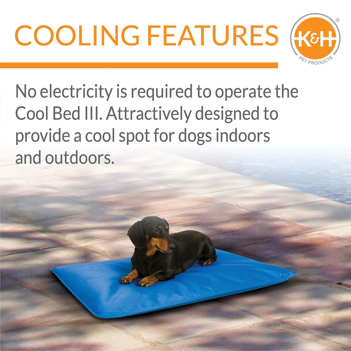 K&H Pet Products Cool Bed III Dog Cooling Mat, Indoor Outdoor Cooling Beds for Small Dogs, Chilling Pet Pad for in Home, Outdoor Houses, Crates, Yards, Porches - Small 24 X 17in Chill Blue