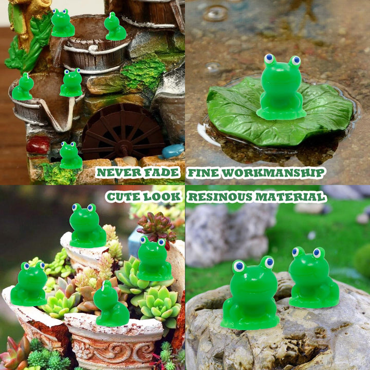 20 Pcs Resin Mini Frogs Green Frog Miniature Figurines Animals Model Fairy Garden Miniature Moss Landscape DIY Terrarium Crafts Ornament Accessories for Home Décor