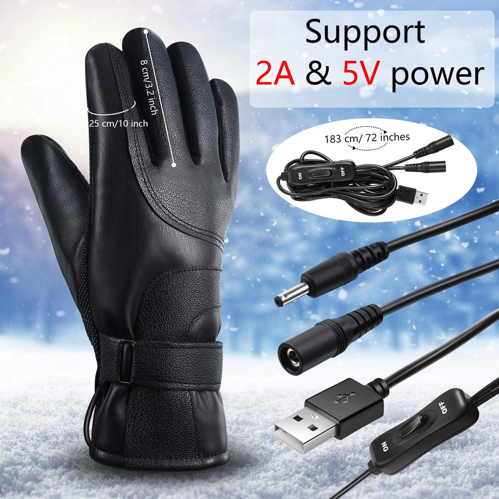 USB Heated Gloves Touch Screen Heating Gloves Waterproof Electric Heated Gloves Unisex Thermal Gloves for Outdoor Fishing Motorcycling Hiking Cycling Working Skiing (1 Pair)