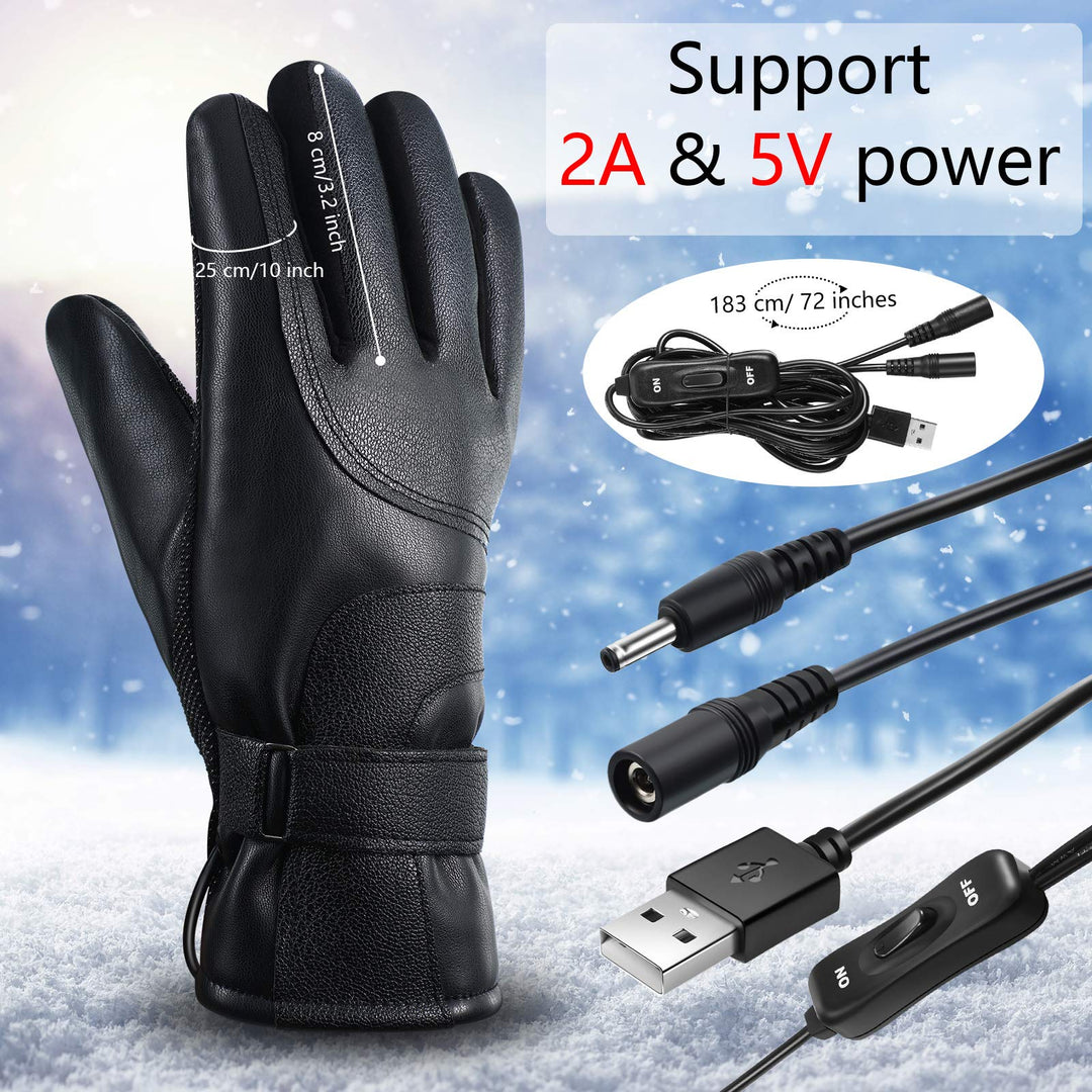 USB Heated Gloves Touch Screen Heating Gloves Waterproof Electric Heated Gloves Unisex Thermal Gloves for Outdoor Fishing Motorcycling Hiking Cycling Working Skiing (1 Pair)