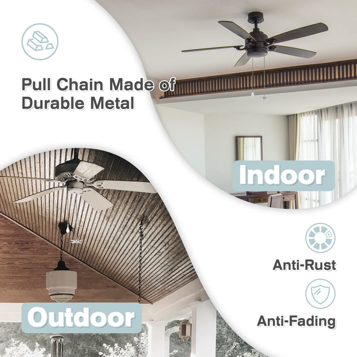 Ceiling Fan Pull Chains With Decorative, 2 Pieces Of Silver Ceiling Fan Chain Extenders 13.6 Inches Fit All Standard Ceiling Fans And Light Fixtures,Pull Chain Extension With Connector.
