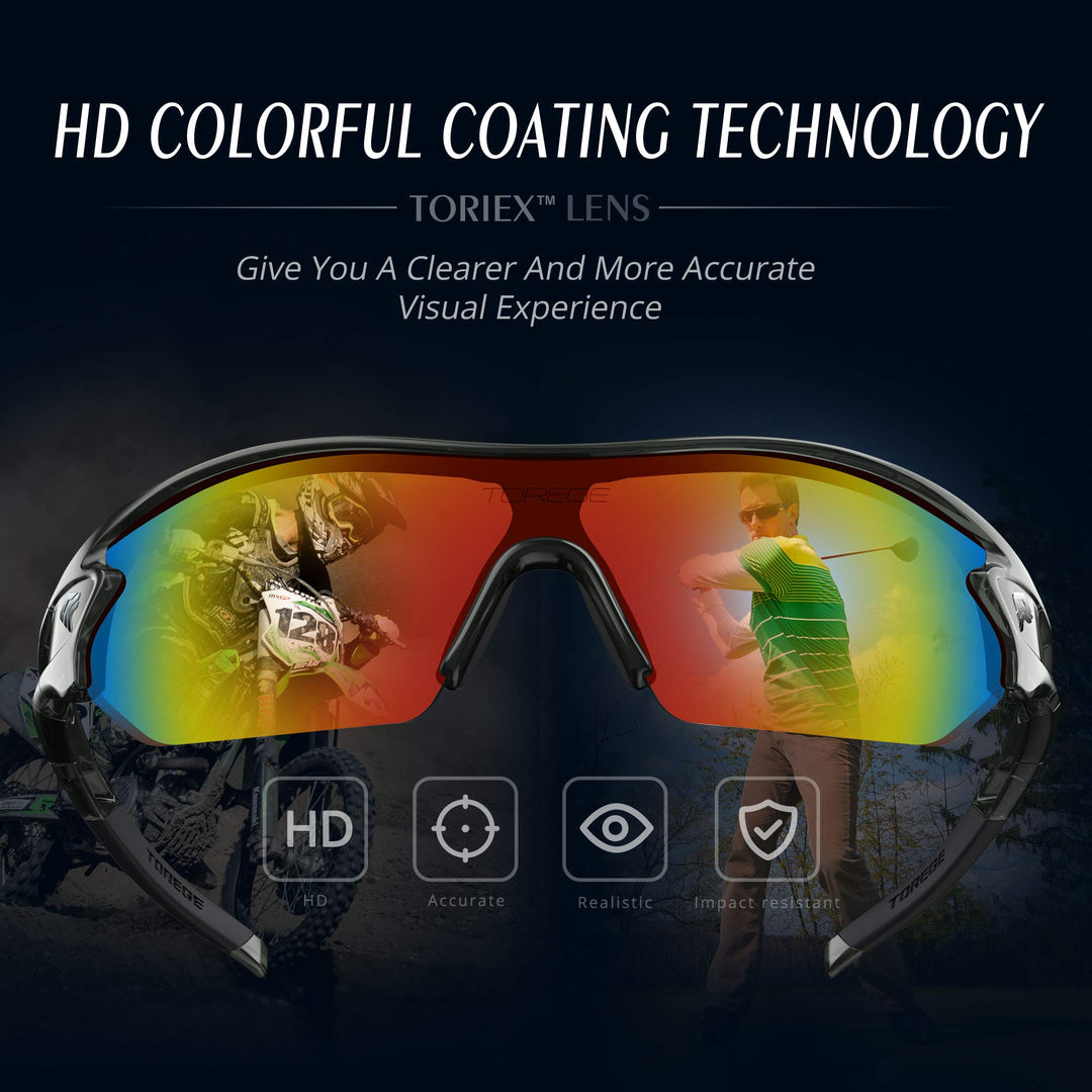 Polarized Sports Sunglasses for Men Women Cycling Running Driving Fishing Golf Baseball Glasses TR02 Upgraded(Transparent Gray&Black&Orange)