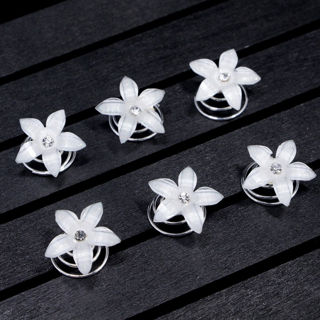 A# : 24Pcs Rhinestones Crystal Spirals Hair Pin Clip Imitation Pearl Spin Pin Swirl Hair Twists Coils Hairpin Bun Stick Pick (A#)