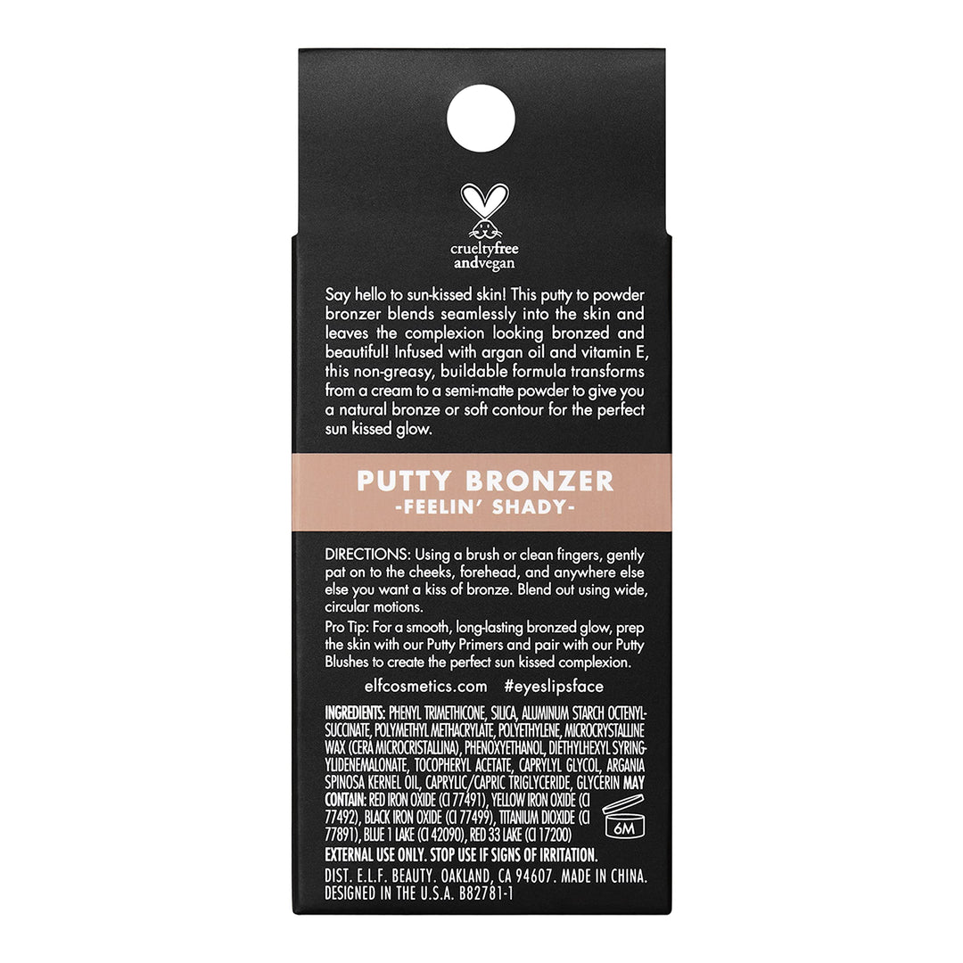 Putty Bronzer, Creamy & Highly Pigmented Formula, Creates a Long-Lasting Bronzed Glow, Infused with Argan Oil & Vitamin E, Feelin’ Shady, 0.35 Oz (10g)