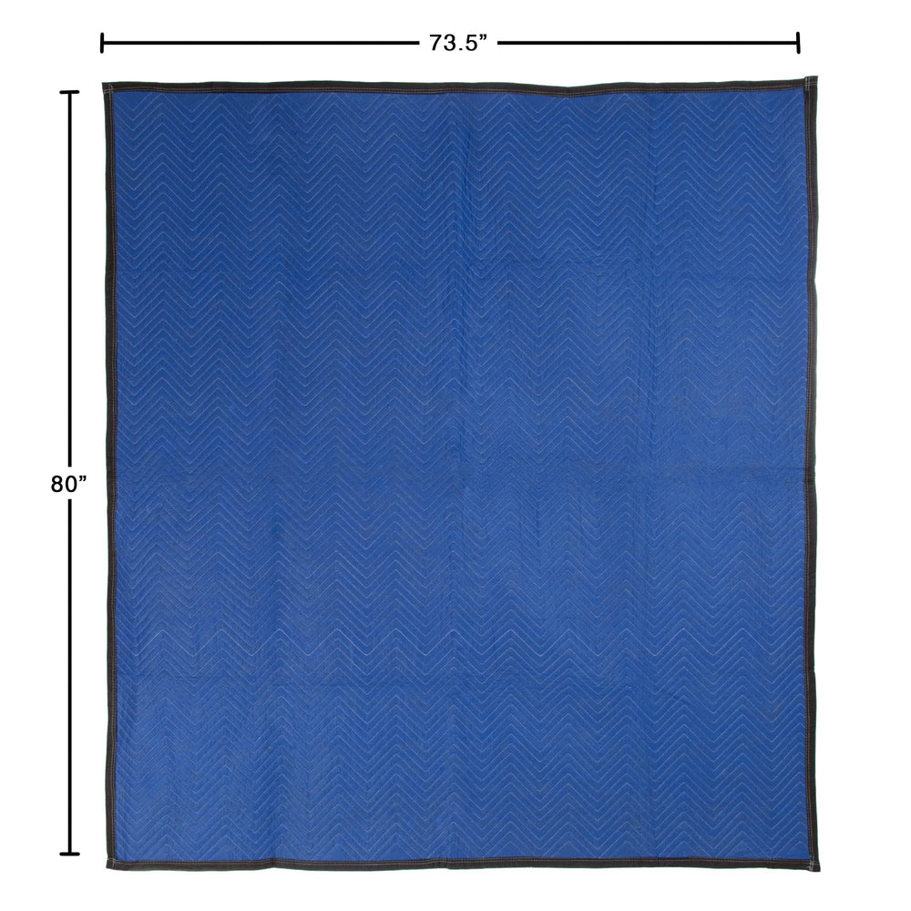 75-MOV1001 Blanket-80x73.5in Heavy-Duty Reusable Quilted Furniture Pad or Drop Cloth with Recycled Cotton Filling-Moving Supplies, 1-Pack, Black/Blue