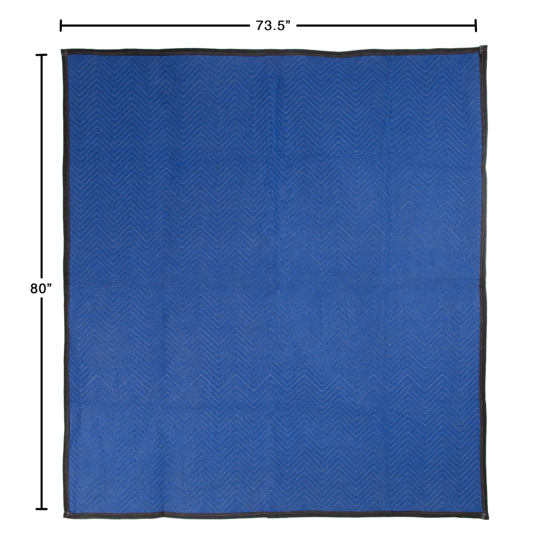 75-MOV1001 Blanket-80x73.5in Heavy-Duty Reusable Quilted Furniture Pad or Drop Cloth with Recycled Cotton Filling-Moving Supplies, 1-Pack, Black/Blue