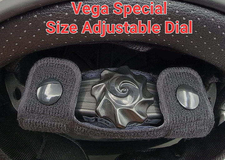 Vega Helmets 7800-015 Warrior Motorcycle Half Helmet with Sunshield for Men & Women, Adjustable Size Dial DOT Half Face Skull Cap for Bike Cruiser Chopper Moped Scooter ATV (X-Large, Gloss Black)