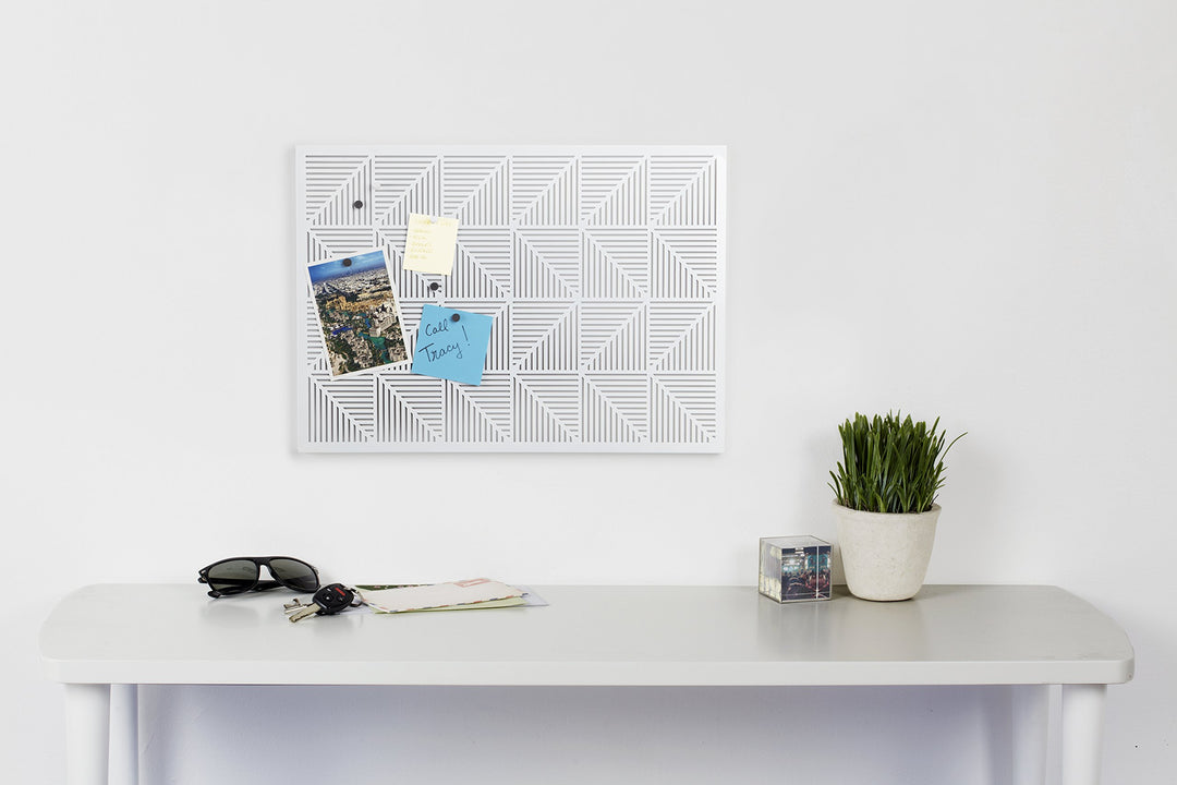 Trigon, Wall Mounted Bulletin Board, Magnetic Board, and Message Board, White