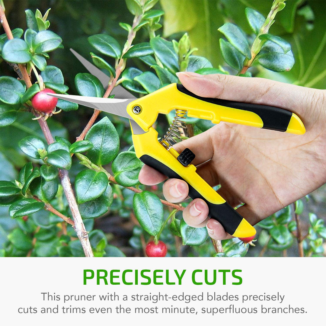 6.5 inch Pruning Shears for Gardening Trimming Scissors, Hand Pruner, Stainless Steel, Yellow