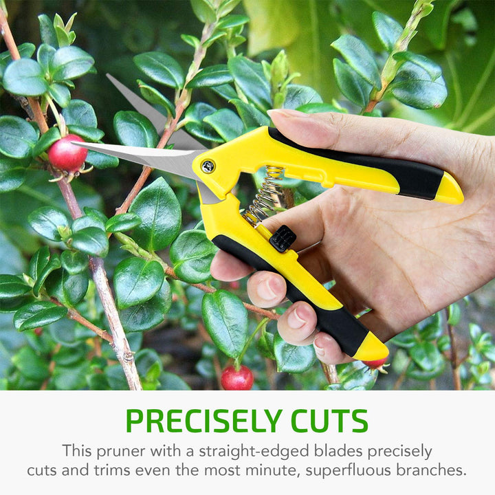 6.5 inch Pruning Shears for Gardening Trimming Scissors, Hand Pruner, Stainless Steel, Yellow