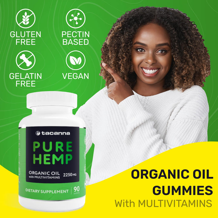 Hemp Gummies - Oil Gummies for Adults with Vitamins C, B3, B6, B12, Biotin, B5 & Zinc for Better Sleep & Calm - Hemp Candy Supplement with Multivitamins & Omega 3, 6, 9-90 Count