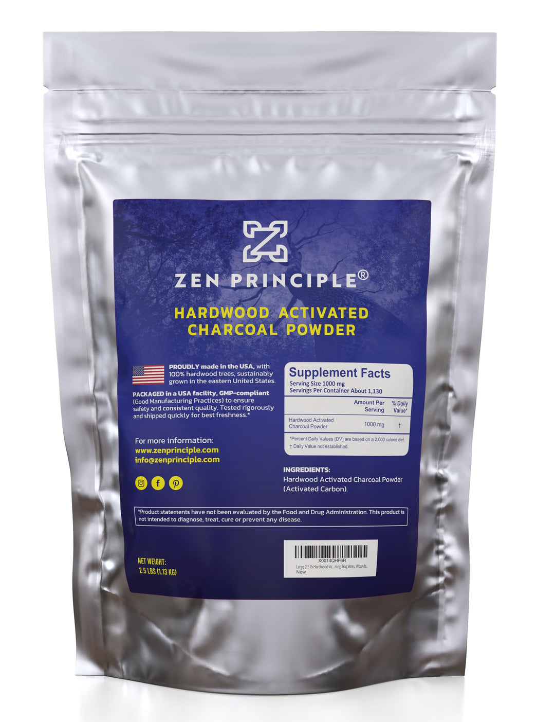 Large 2.5 lb Hardwood Activated Charcoal Powder 100 Percent from USA Trees. All Natural. Whitens Teeth, Rejuvenates Skin and Hair, Supports Better Digestion!
