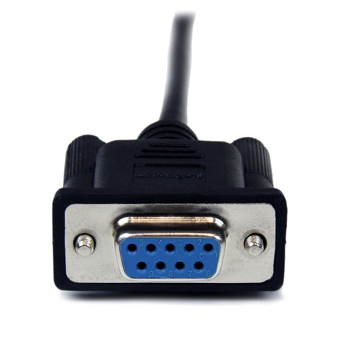 2m Black DB9 Null Modem Serial Cable, Male to Female