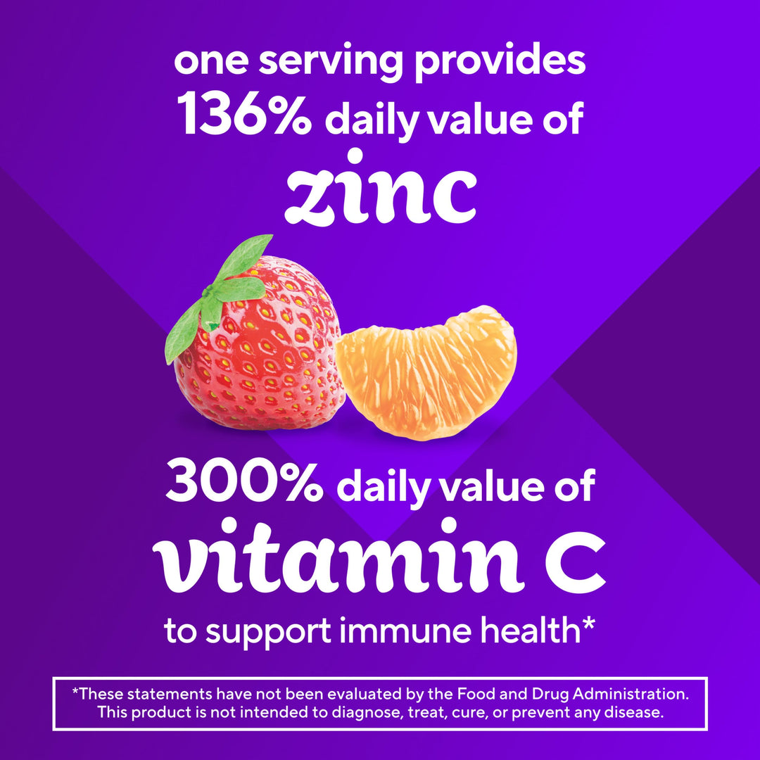 Power Zinc Gummy Vitamins, Strawberry Tangerine Flavored Immune Support (1), 90 Count