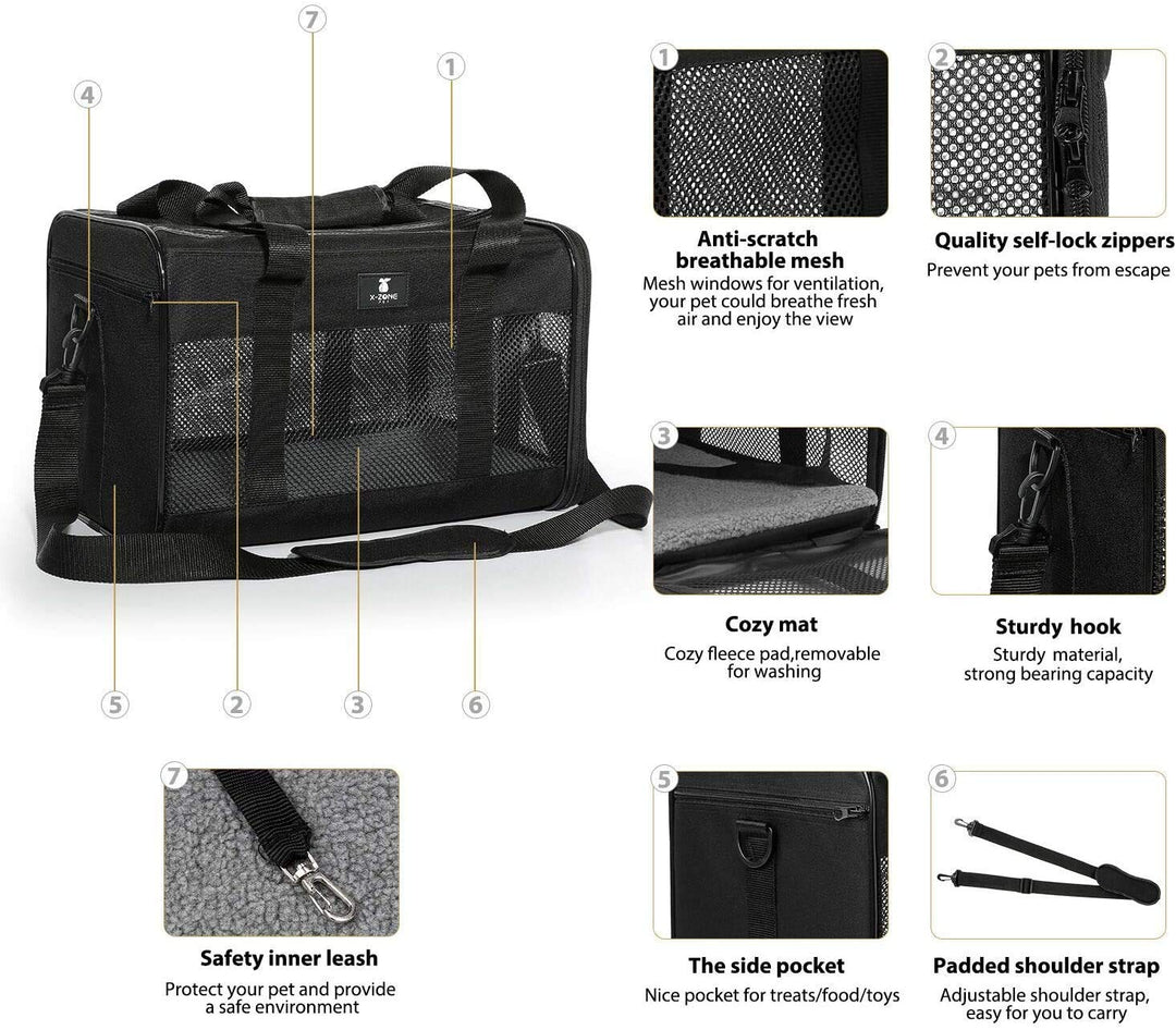 Cat Carrier Pet Carrier Portable Kitten Carrier for Small Medium Cats Under 25 Lbs,Cat Carrying Case with Removable Fleece Pad,Airline Approved Soft Sided Pet Travel Carrier