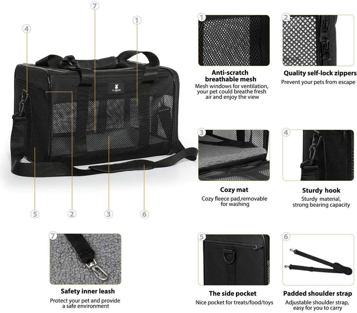 Cat Carrier Pet Carrier Portable Kitten Carrier for Small Medium Cats Under 25 Lbs,Cat Carrying Case with Removable Fleece Pad,Airline Approved Soft Sided Pet Travel Carrier