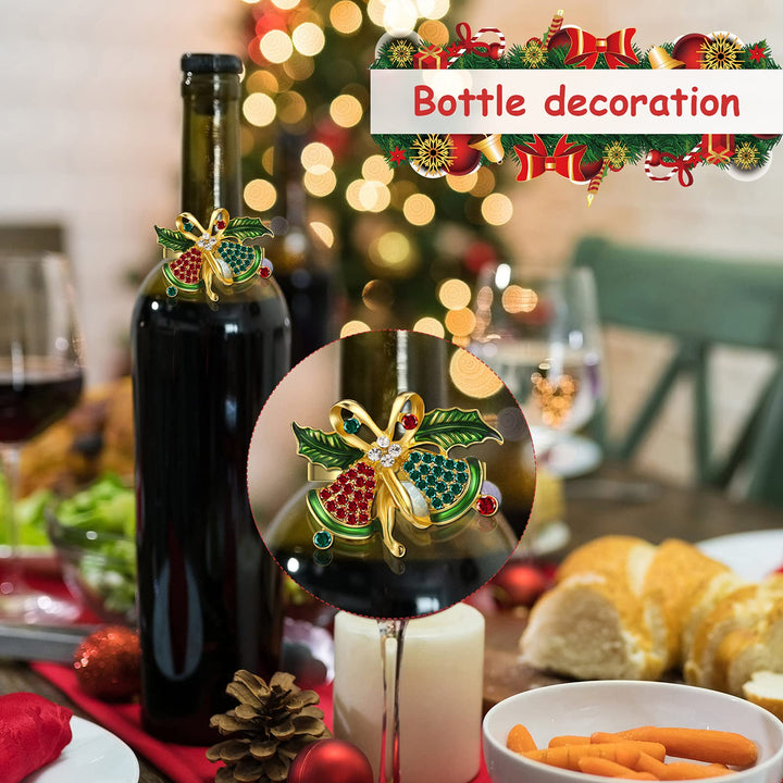 Christmas Napkin Rings Christmas Tree Napkin Ring Xmas Bell Napkin Ring Xmas Napkin Holder Metal Rhinestone Napkin Ring Serviette Buckle for Christmas Holiday Party Dinner Table Decor (Classic, 4 Pcs)