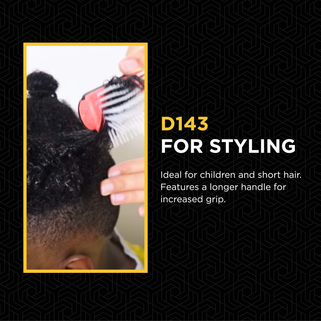 Curly Hair Brush D143 - 5 Row Styling Mini Brush With Long Handle for Detangling, Separating, Shaping and Defining Curls and Smoothing Hair- For Women and Men