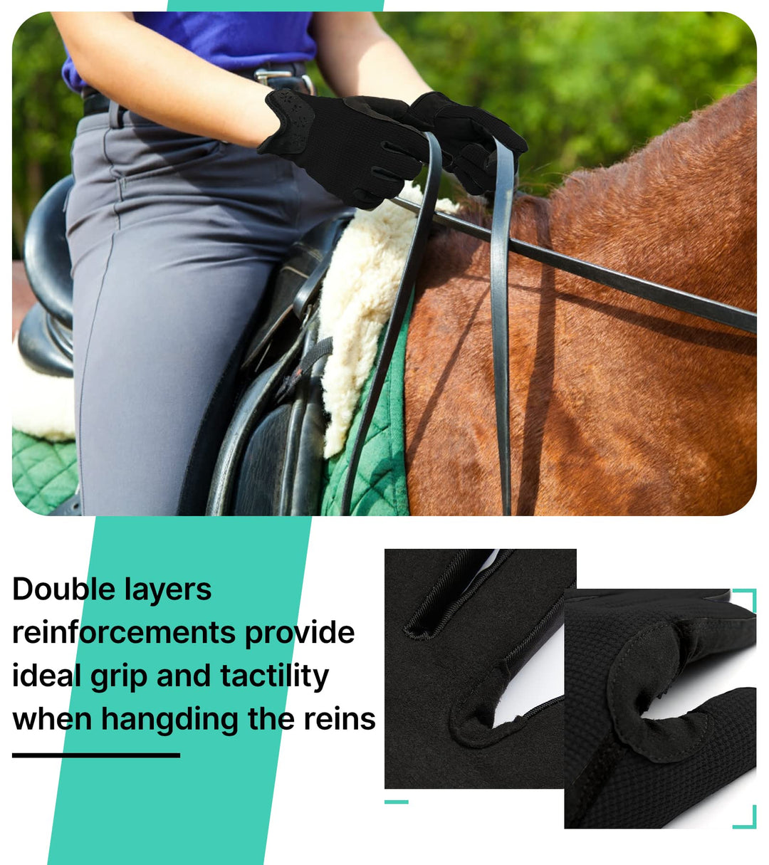 Kids Horse Riding Gloves Girls Youth Equestrian Gloves Summer Winter Outdoor Sports Horseback Riding Glove Cycling Biking Driving Gardening Mittens