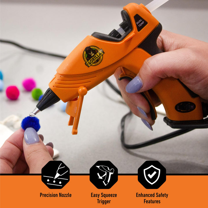 Dual Temp Mini Hot Glue Gun Kit with 75 Hot Glue Sticks, Precision Nozzle, and Easy Squeeze Trigger, for DIY, Craft, Repairs, and More, Orange (Combo Pack:1 Mini Gun, 75 Glue Sticks)